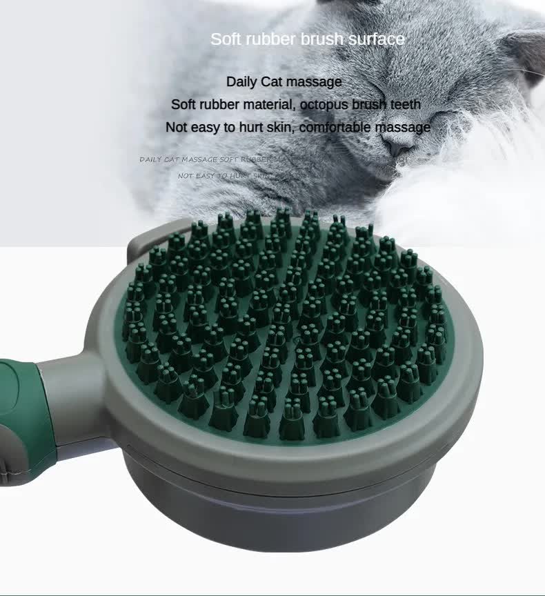 Green & Grey Dual-Sided Self-Cleaning Pet Grooming Brush | Slicker & Massage Comb | Dogs & Cats