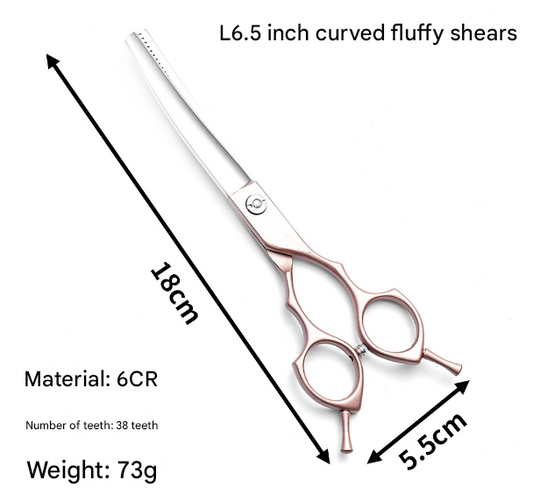 Rose Gold & Silver Professional Curved Pet Grooming Blending Shears