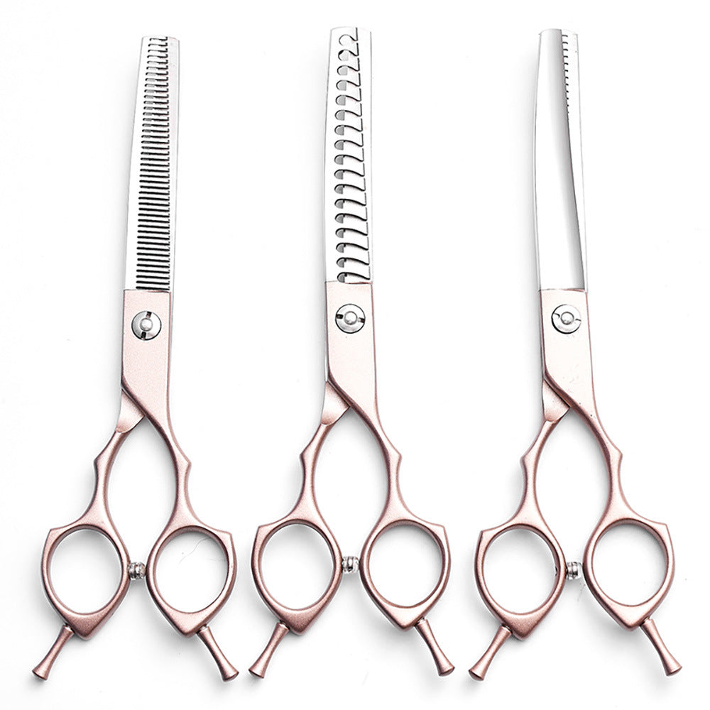 Rose Gold & Silver Professional Curved Pet Grooming Blending Shears | 6.5 Inch 38-Tooth | Dog & Cat