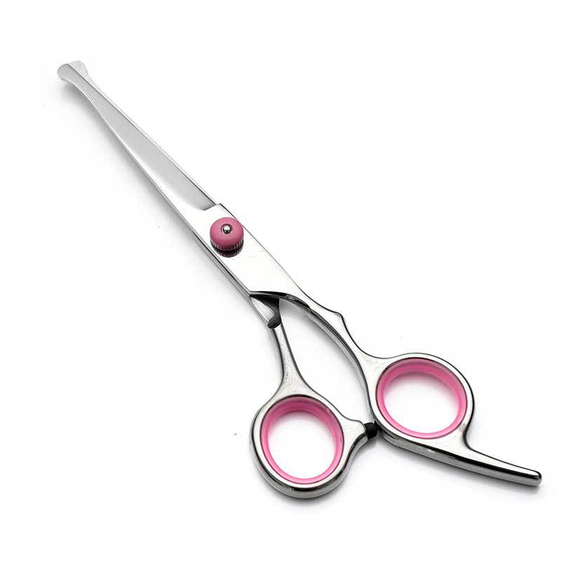 Pink & Silver 5-Piece Pet Grooming Scissors Kit | Stainless Steel Straight, Curved & Thinning Shears | 6 Inch