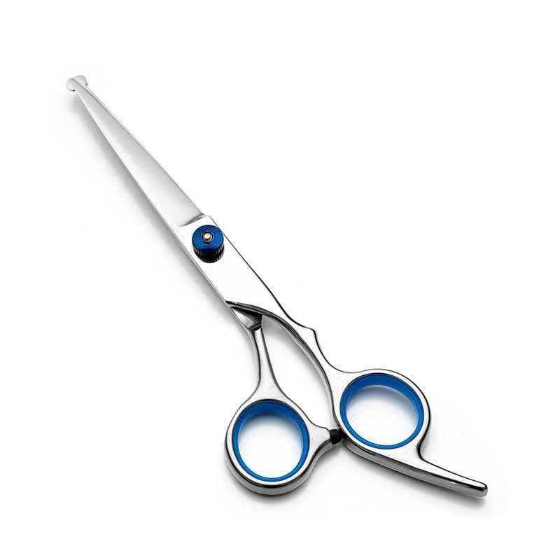 Blue & Silver 5-Piece Pet Grooming Scissors Kit | Stainless Steel Straight, Curved & Thinning Shears | 6 Inch