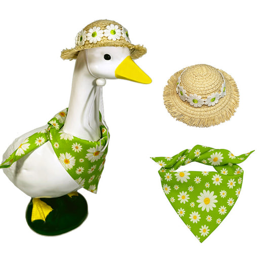 Khaki & Green Daisy Porch Goose Pet Costume Set | Small Pets