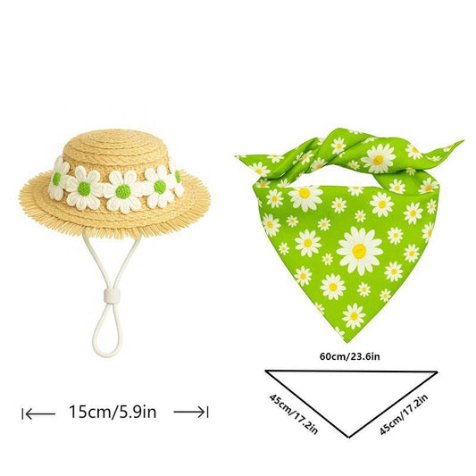 Khaki & Green Daisy Porch Goose Pet Costume Set | Small Pets