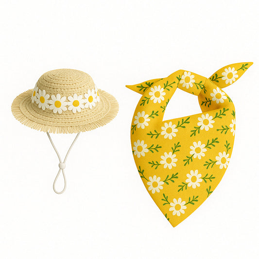 Khaki & Yellow Daisy Porch Goose Pet Costume Set | Small Pets