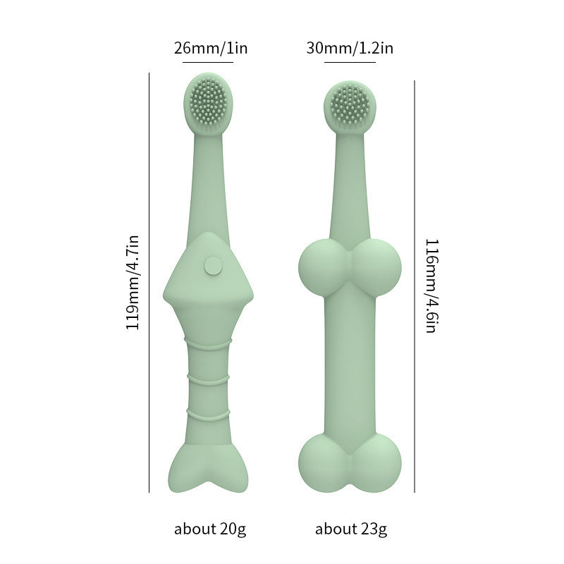 Blue Silicone Pet Toothbrush 6-Pack | Fish & Bone Shape | Food-Grade | Dogs & Cats