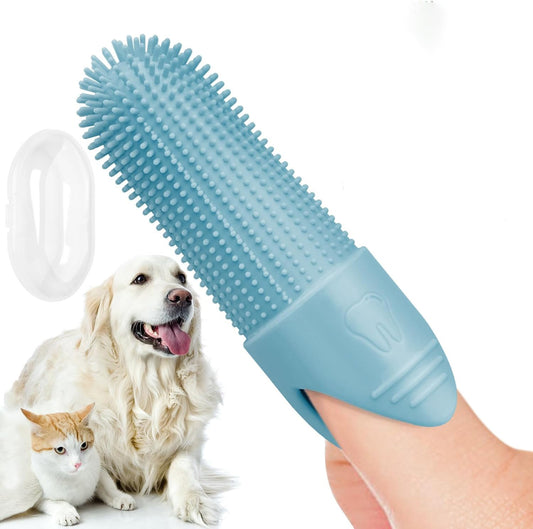 4-Pack Blue Silicone Pet Finger Toothbrush | Gentle Dental Care | Cats & Dogs