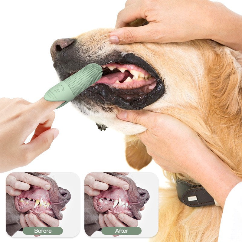 4-Pack Blue Silicone Pet Finger Toothbrush | Gentle Dental Care | Cats & Dogs