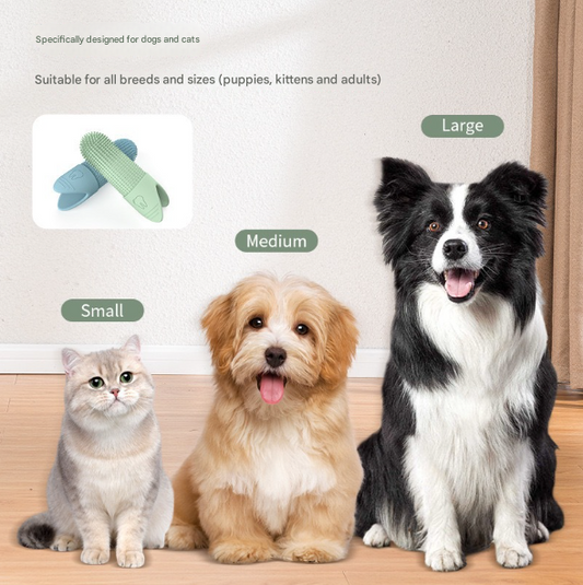 4-Pack Green Silicone Pet Finger Toothbrush | Cats & Dogs
