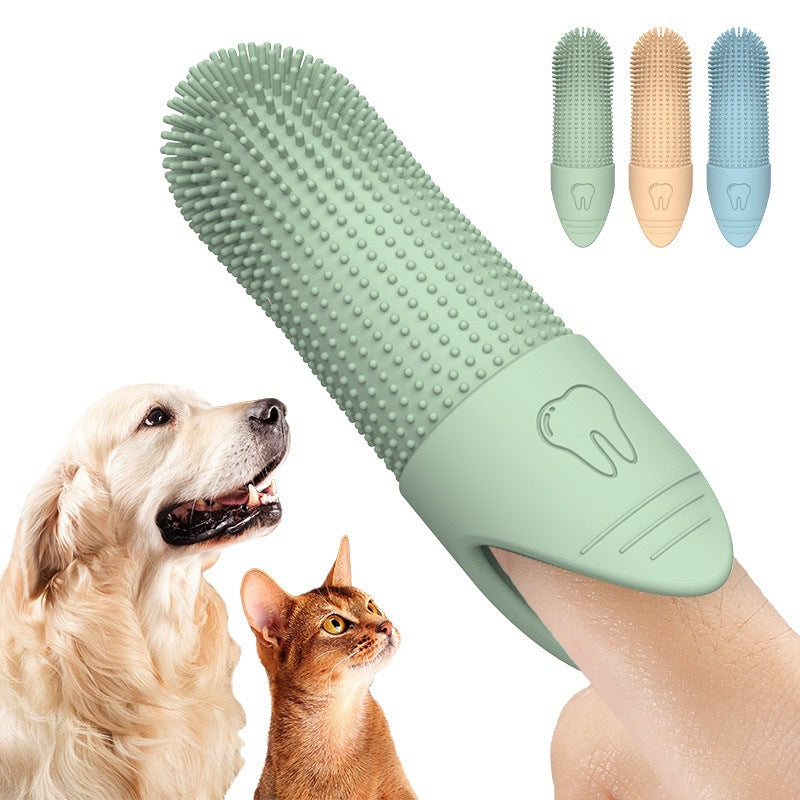 4-Pack Green Silicone Pet Finger Toothbrush | Gentle Dental Care | Cats & Dogs