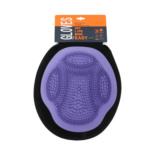 Purple Pet Grooming Glove 3-Pack | Deshedding & Massage Mitt | Breathable | Dogs & Cats