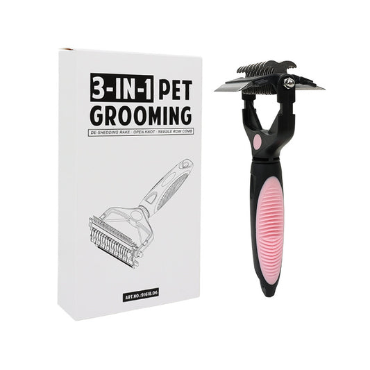 Pink & Black 3-in-1 Pet Grooming Tool | Dog & Cat