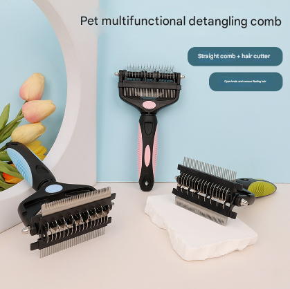 Pink & Black 3-in-1 Pet Grooming Tool | Dog & Cat