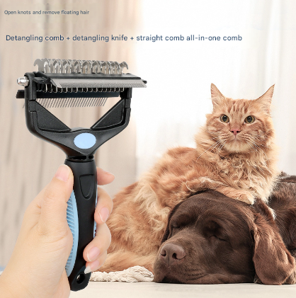 Pink & Black 3-in-1 Pet Grooming Tool | Dematting Rake Deshedding Comb & Finishing Brush | Dog & Cat