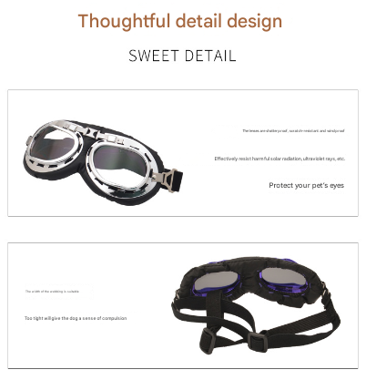 Retro Pet Sunglasses | UV Protection | Black Frame | Windproof
