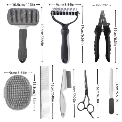 Blue 9-Piece Pet Grooming Kit | Dog Cat Rabbit
