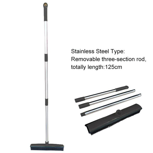 Black & Silver Pet Hair Remover Rubber Broom & Squeegee