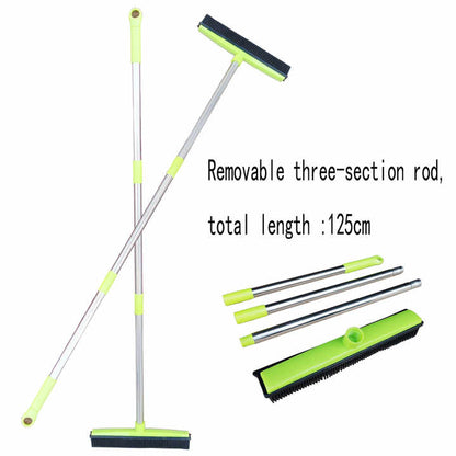 Light Grey & Silver Pet Hair Remover Rubber Broom & Squeegee