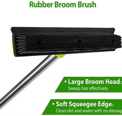 Light Grey & Silver Pet Hair Remover Rubber Broom & Squeegee