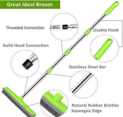 Light Grey & Silver Pet Hair Remover Rubber Broom & Squeegee