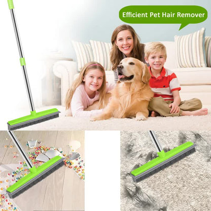Light Grey & Silver Pet Hair Remover Rubber Broom & Squeegee