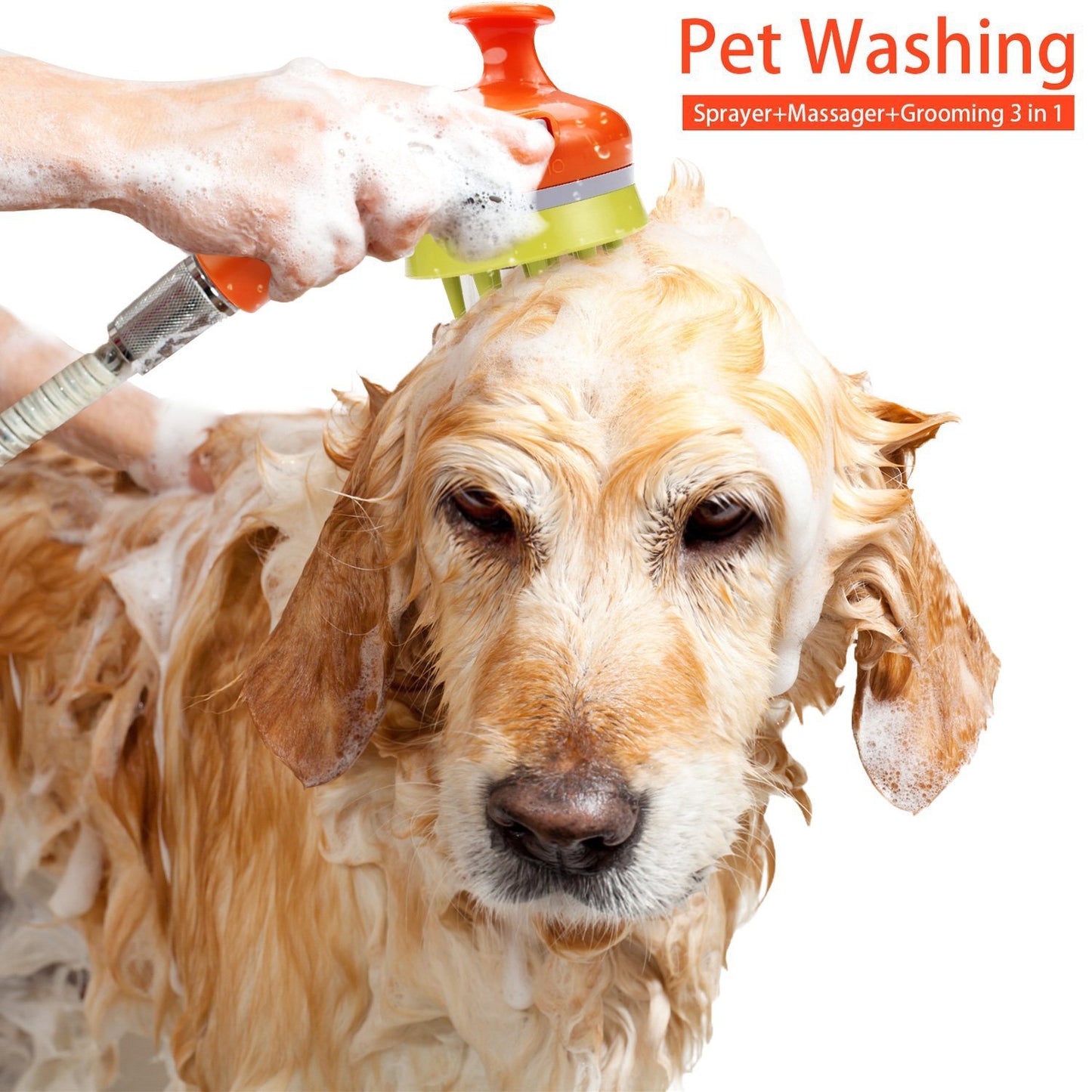 White Pet Bathing Showerhead | Pressure-Boost Spray with Foamer | Dog-Friendly