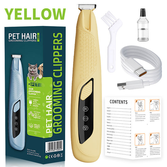 Yellow Precision Pet Paw Trimmer | Waterproof & Rechargeable | Paws, Eyes & Ears Clipper
