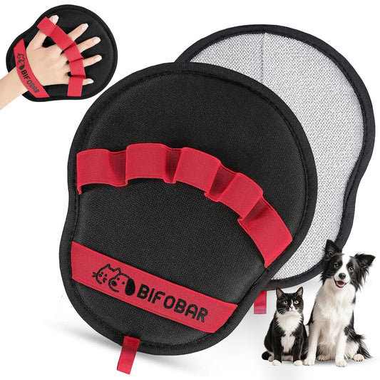 Red & Black Double-Sided Deshedding Glove (2-Pack) | Pet Hair Remover | Dogs & Cats