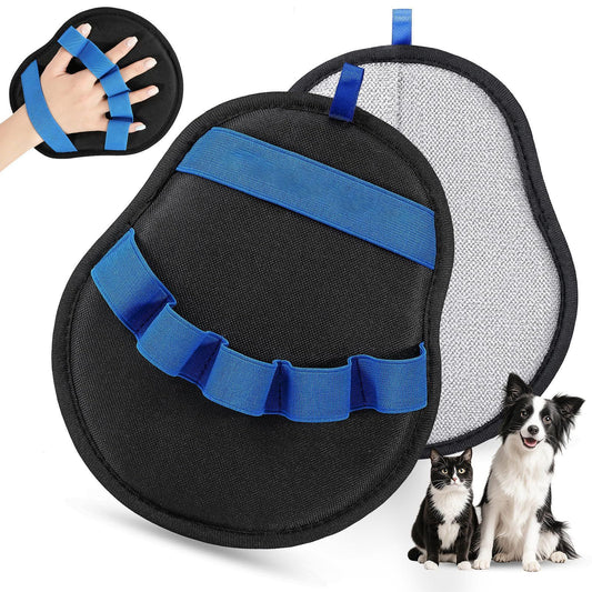 Blue & Black Double-Sided Deshedding Glove (2-Pack) | Pet Hair Remover | Dogs & Cats