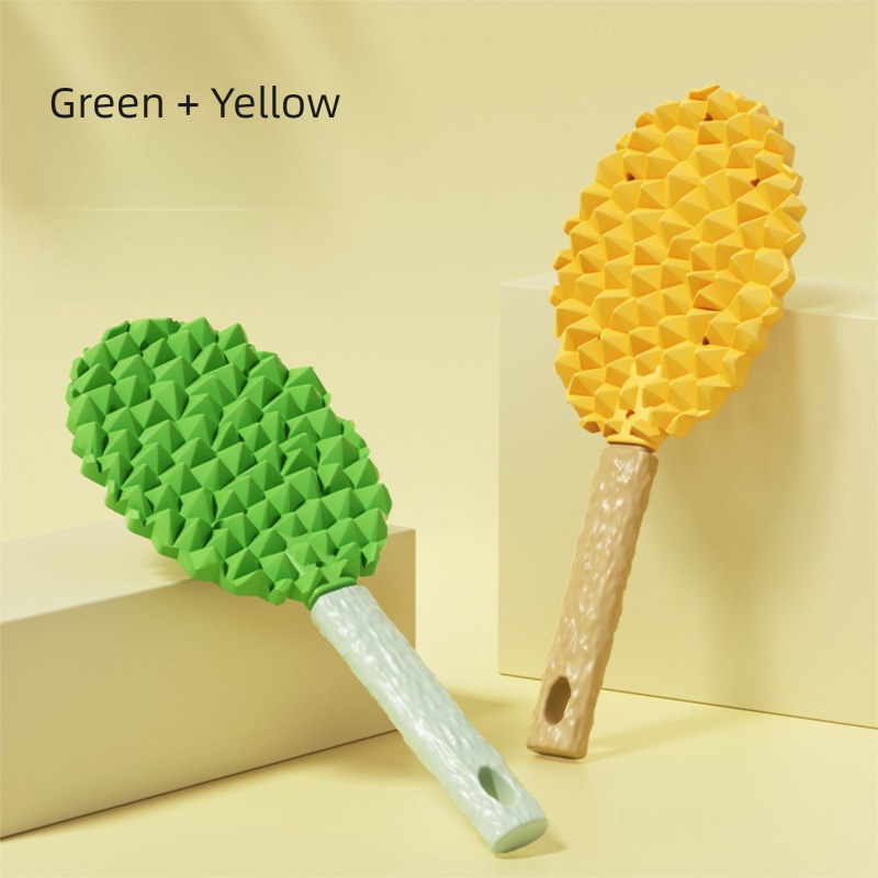 Green & Yellow Durian Pet Massage Comb 2-Pack | Dual-Sided TPR | Deshedding & Skin Massage | Cats
