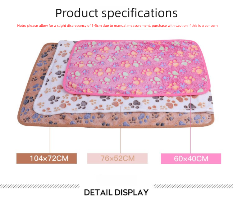 Green Plush Pet Blanket Set with Paw Print Design | 3-Piece Pack (S/M/L Sizes) | Dogs & Cats