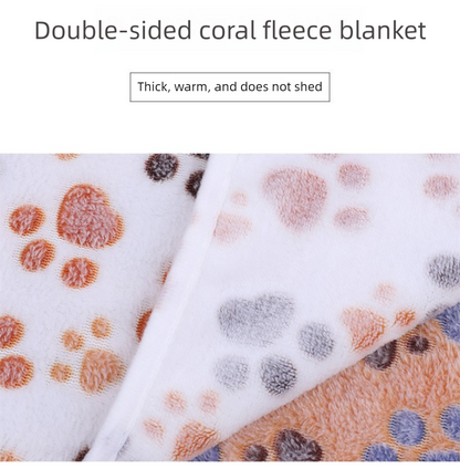 Green Plush Pet Blanket Set with Paw Print Design | Dogs & Cats