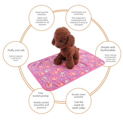 Green Plush Pet Blanket Set with Paw Print Design | Dogs & Cats