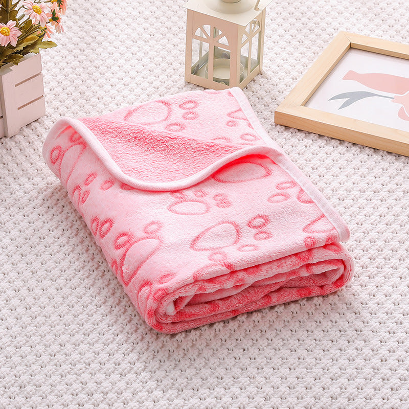 Pink Plush Pet Blanket Set with Paw Print Design | 3-Piece Pack (S/M/L Sizes) | Dogs & Cats