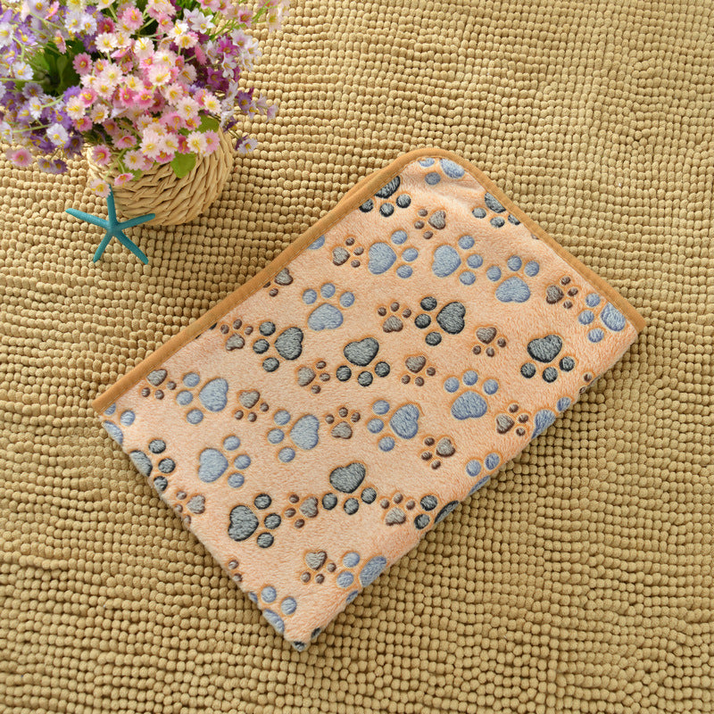 Brown Plush Pet Blanket Set with Paw Print Design | 3-Piece Pack (S/M/L Sizes) | Dogs & Cats