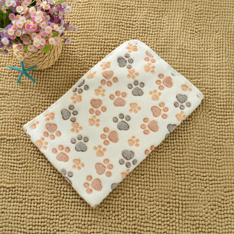 Beige Plush Pet Blanket Set with Paw Print Design | 3-Piece Pack (S/M/L Sizes) | Dogs & Cats