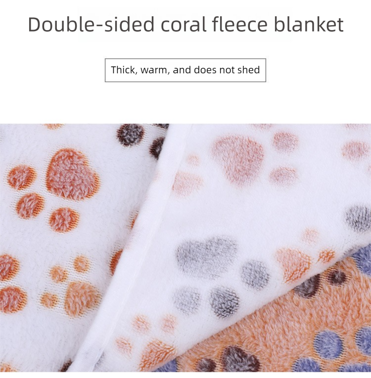 Beige Plush Pet Blanket Set with Paw Print Design | 3-Piece Pack (S/M/L Sizes) | Dogs & Cats