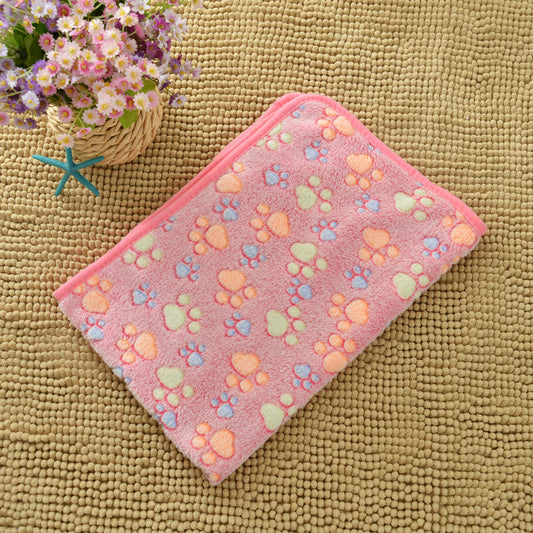 Rose Pink Plush Pet Blanket Set with Paw Print Design | 3-Piece Pack (S/M/L Sizes) | Dogs & Cats