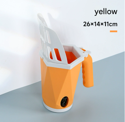 Yellow 2-in-1 Cat Litter Scoop with Waste Bin | 150 Degradable Bags | Detachable Kit