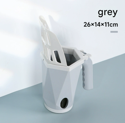 Grey 2-in-1 Cat Litter Scoop with Waste Bin | 150 Degradable Bags | Detachable Kit