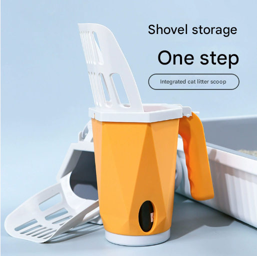 Grey 2-in-1 Cat Litter Scoop with Waste Bin | Detachable Kit