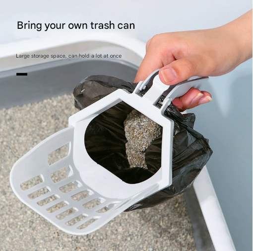 Grey 2-in-1 Cat Litter Scoop with Waste Bin | 150 Degradable Bags | Detachable Kit