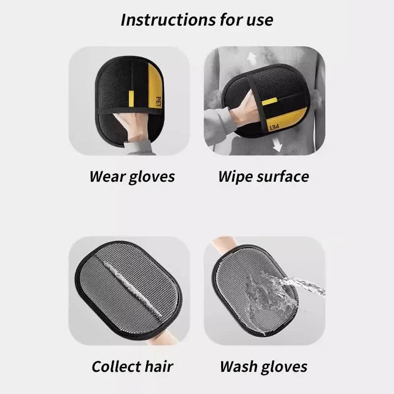 2-Pack Reusable Static Pet Hair Removal Gloves 24x18cm | Double-Sided Grooming | Dogs & Cats