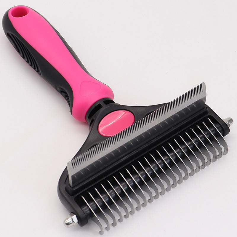 Pink Pet Grooming Comb | Fine & Wide Tooth | Detangling & Deshedding | Cats & Dogs