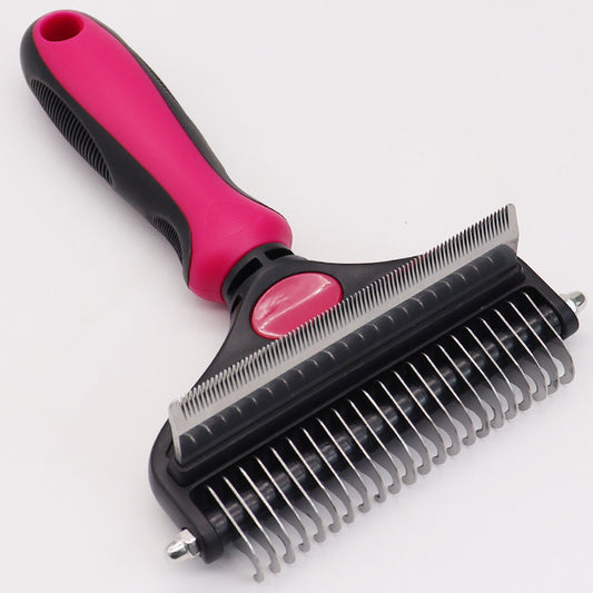 Rose Red Pet Grooming Comb | Fine & Wide Tooth | Detangling & Deshedding | Cats & Dogs