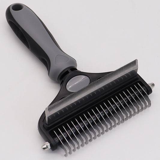 Grey Pet Grooming Comb | Fine & Wide Tooth | Detangling & Deshedding | Cats & Dogs