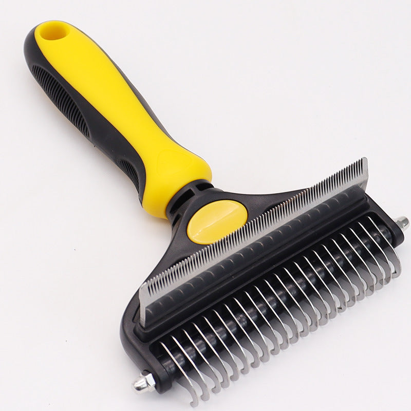 Lemon Yellow Pet Grooming Comb | Fine & Wide Tooth | Detangling & Deshedding | Cats & Dogs