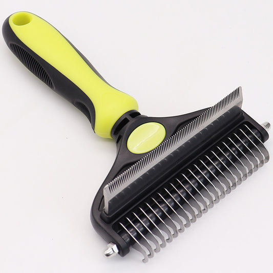 Fluorescent Yellow Pet Grooming Comb | Fine & Wide Tooth | Detangling & Deshedding | Cats & Dogs