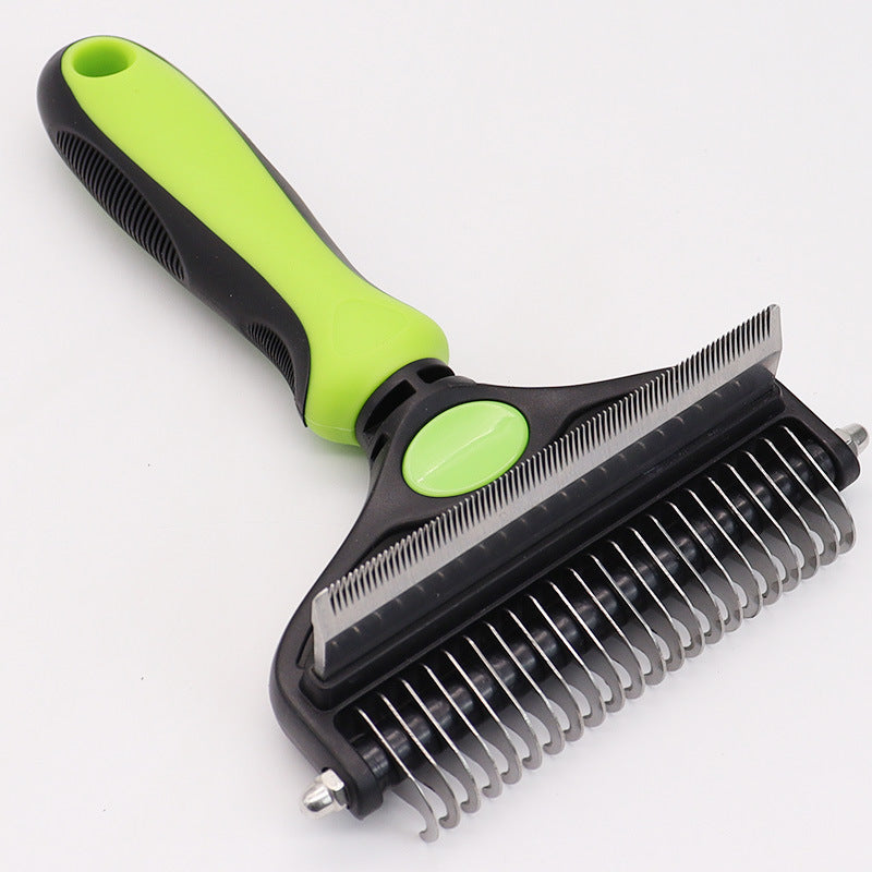 Green Pet Grooming Comb | Fine & Wide Tooth | Detangling & Deshedding | Cats & Dogs