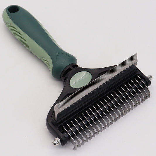 Peacock Green Pet Grooming Comb | Fine & Wide Tooth | Detangling & Deshedding | Cats & Dogs