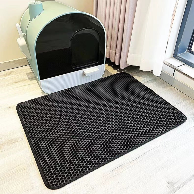 2-Pack Black Honeycomb Cat Litter Trapping Mat | Waterproof EVA | 40x50cm
